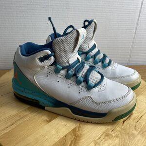 Jordan Flight Origin 2 Mids (2014) White Teal Youth Size 4Y US  3.5 UK  36 EURO